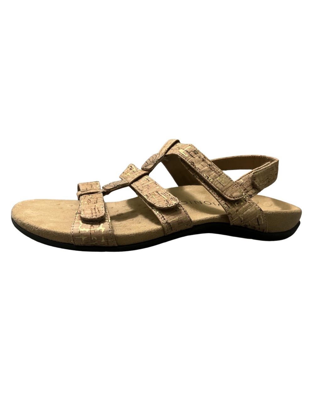 Vionic Amber Gold Cork Sandals Womens 11 Wide Beaded Beachy Orthotic Resort Boho - Picture 3 of 6